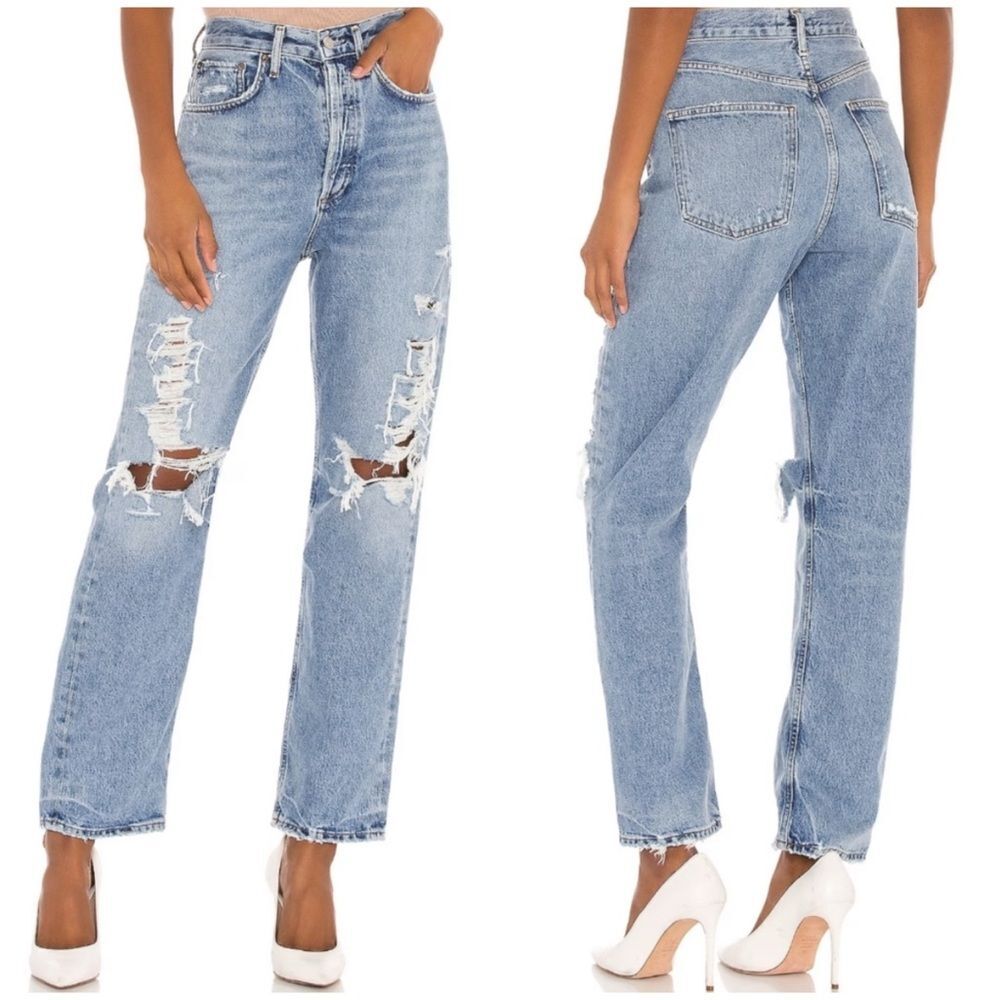 AGOLDE 90's Mid Rise Loose Distressed Jeans in Major Size 24 - Picture 1 of 13
